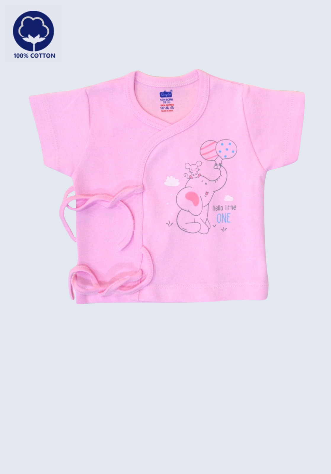 Set of 3 Front Tie-Up Wrap Shirts with Cute Prints (100% Soft Cotton)