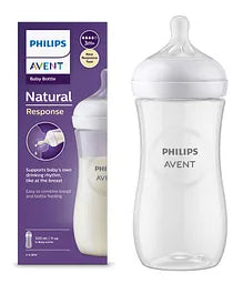 Avent Philips Natural Baby Feeding Bottle | No.1 Brand Recommended by Moms Worldwide | Ideal for 1 months+| Natural Response Technology Mimics Breastfeeding | Uniquely Designed Nipple releases milk only when baby drinks | Pack of 1 - 260ml