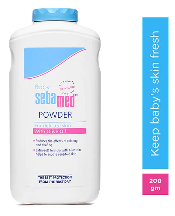 Sebamed Baby Powder| Olive Oil, Allantoin|Keeps newborn's skin fresh|absorbs sweat 200gm