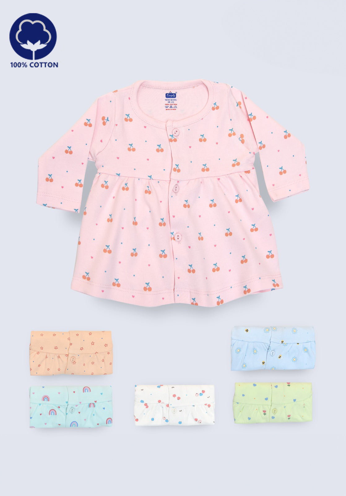 Pack of 3 Interlock F/S Front Open Frock