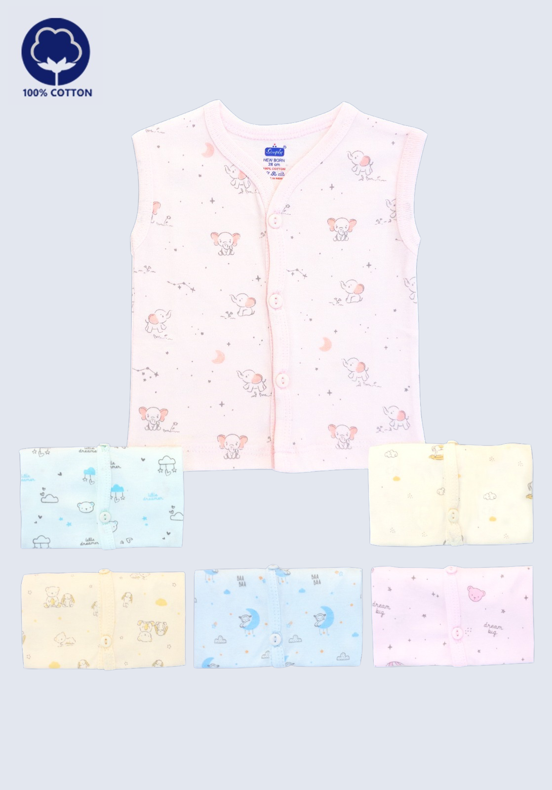 Pack of 3 Regular fit vest for babies (Unisex)