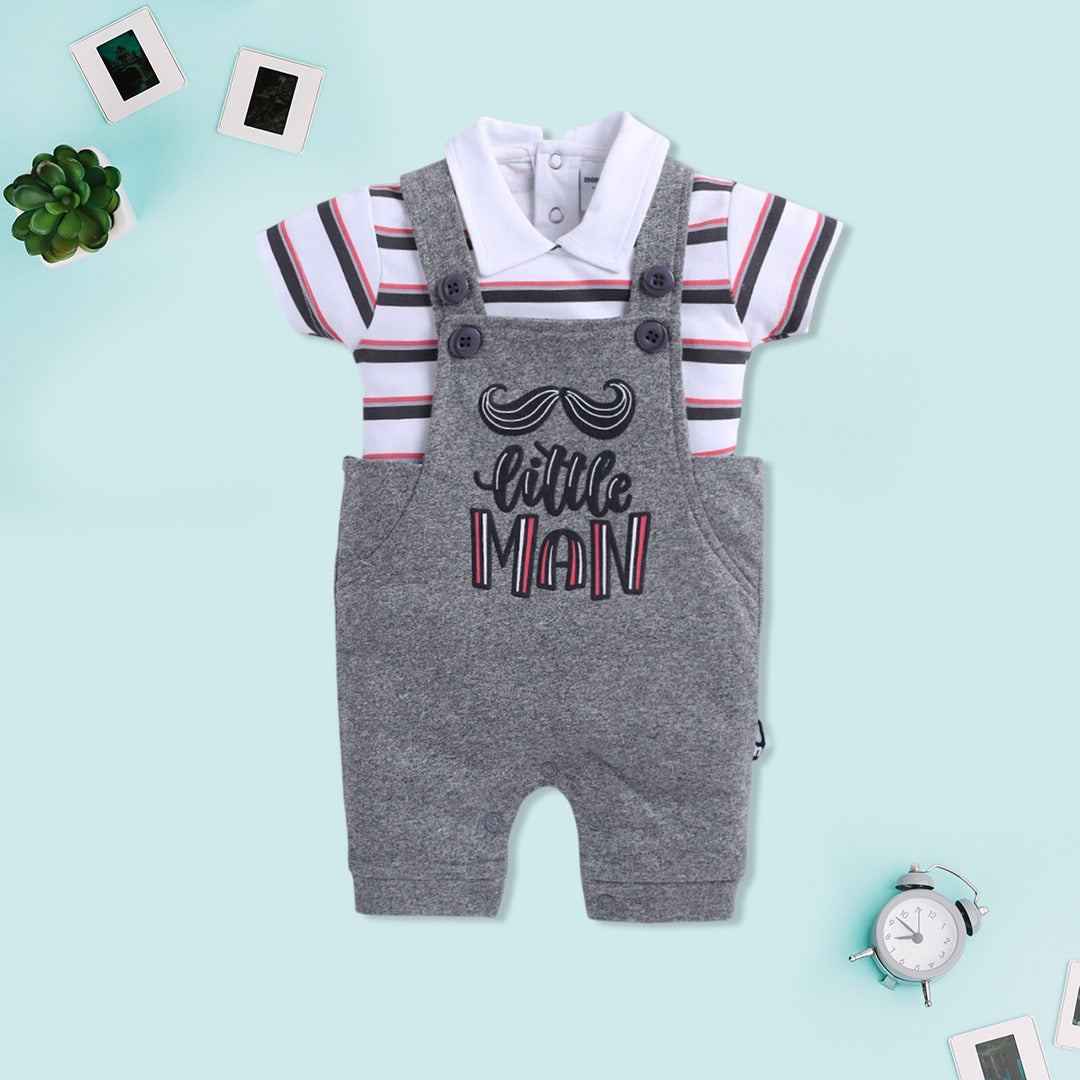 “Little Man” Baby Dungaree Romper Set