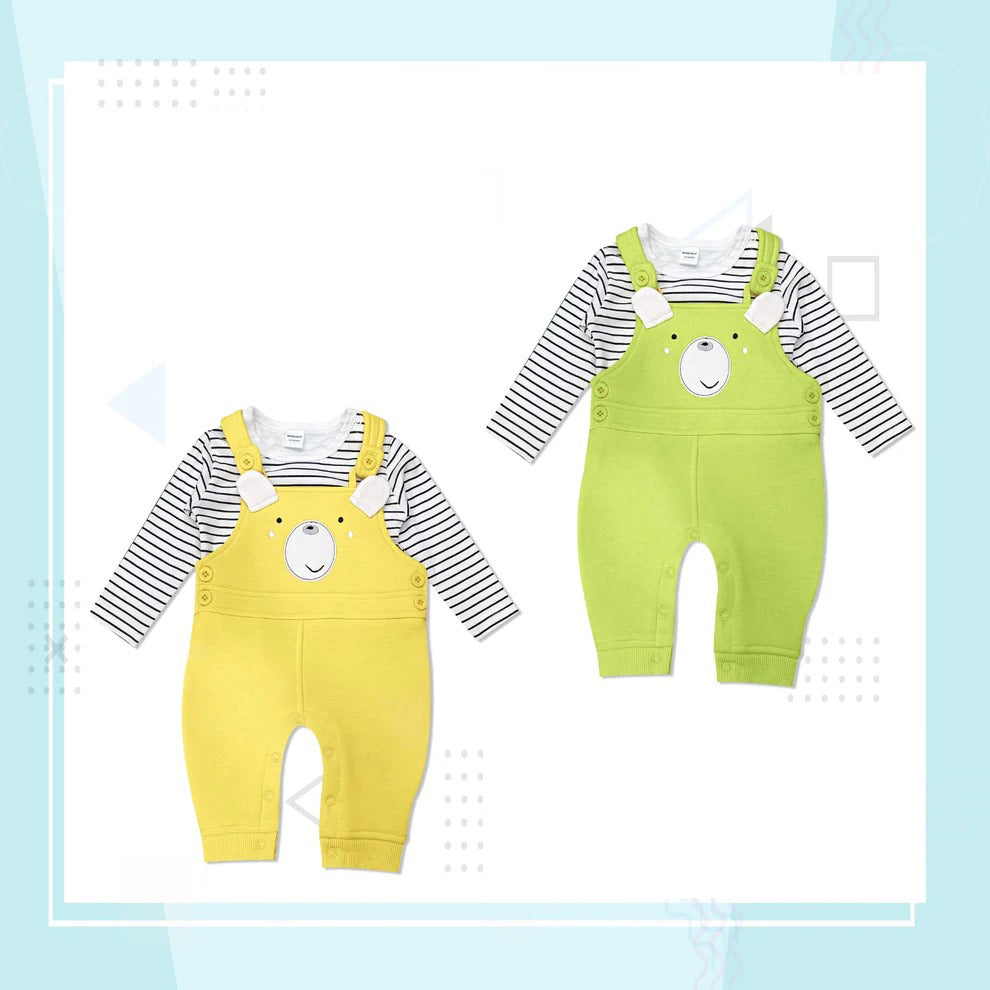 Dungaree Set for Kids - Yellow and Green