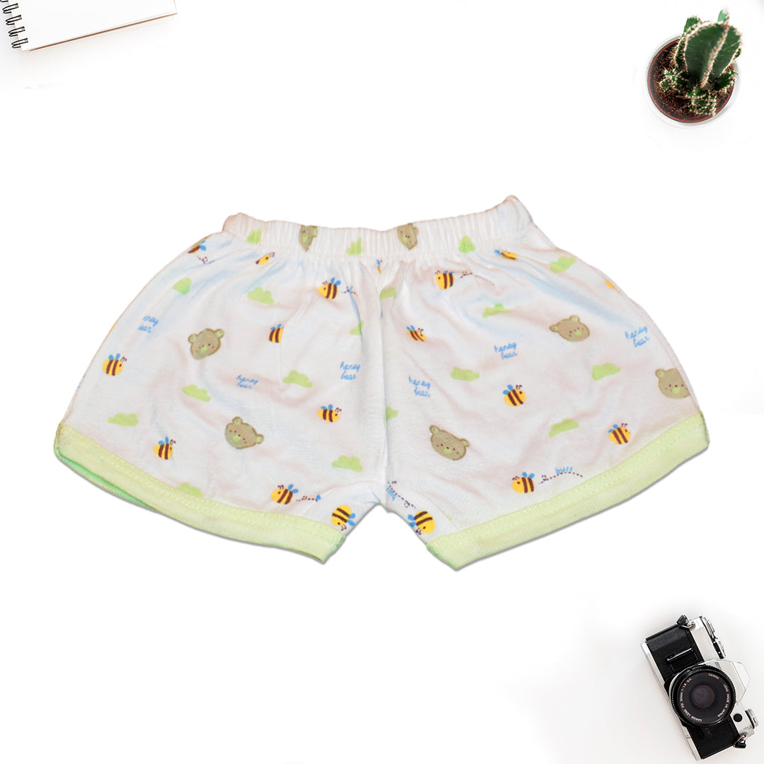 Baby Boys' Cotton Outfit Set – Bear Print Shirt & White Shorts