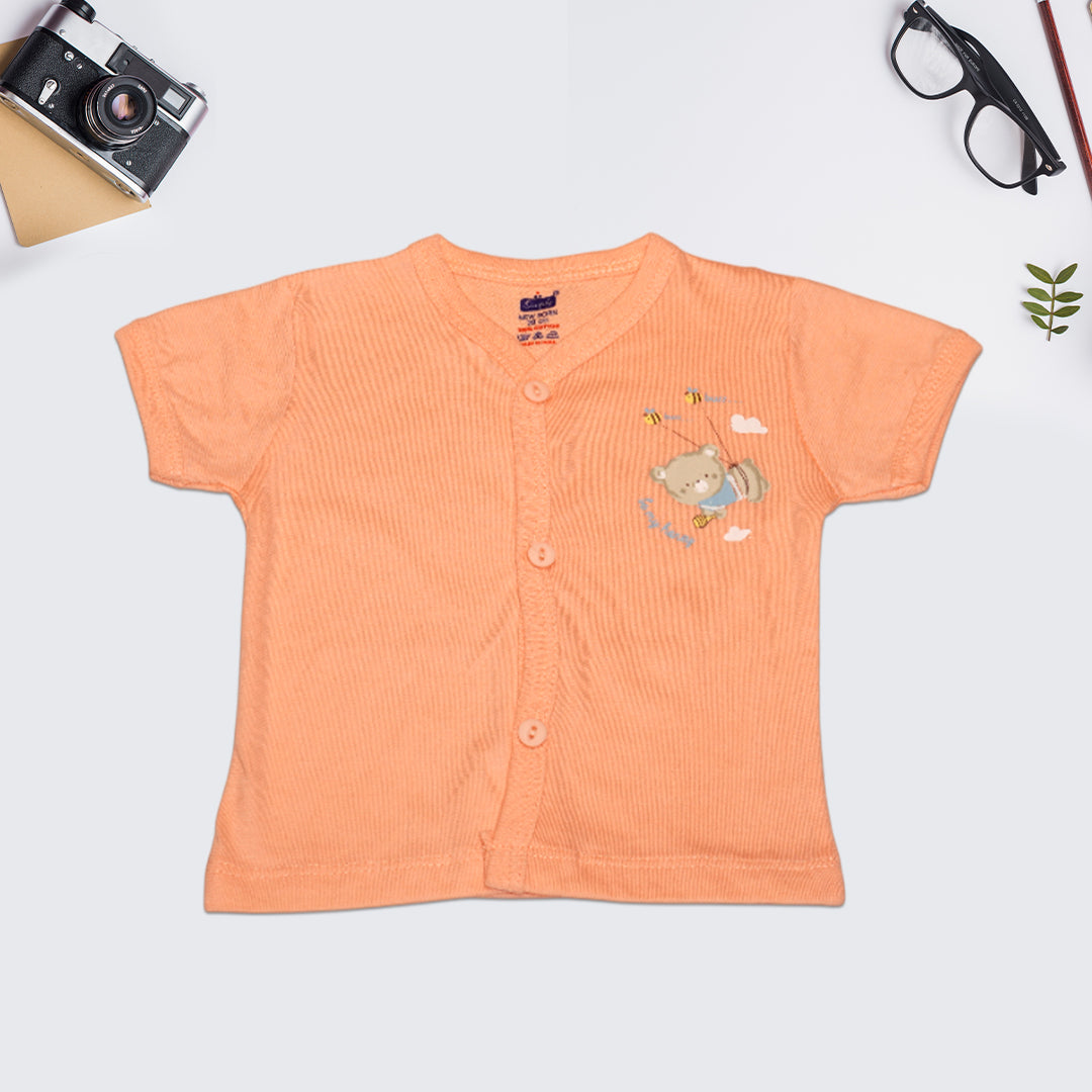 Baby Boys' Cotton Summer Outfit Set – Orange Shirt & Printed Shorts