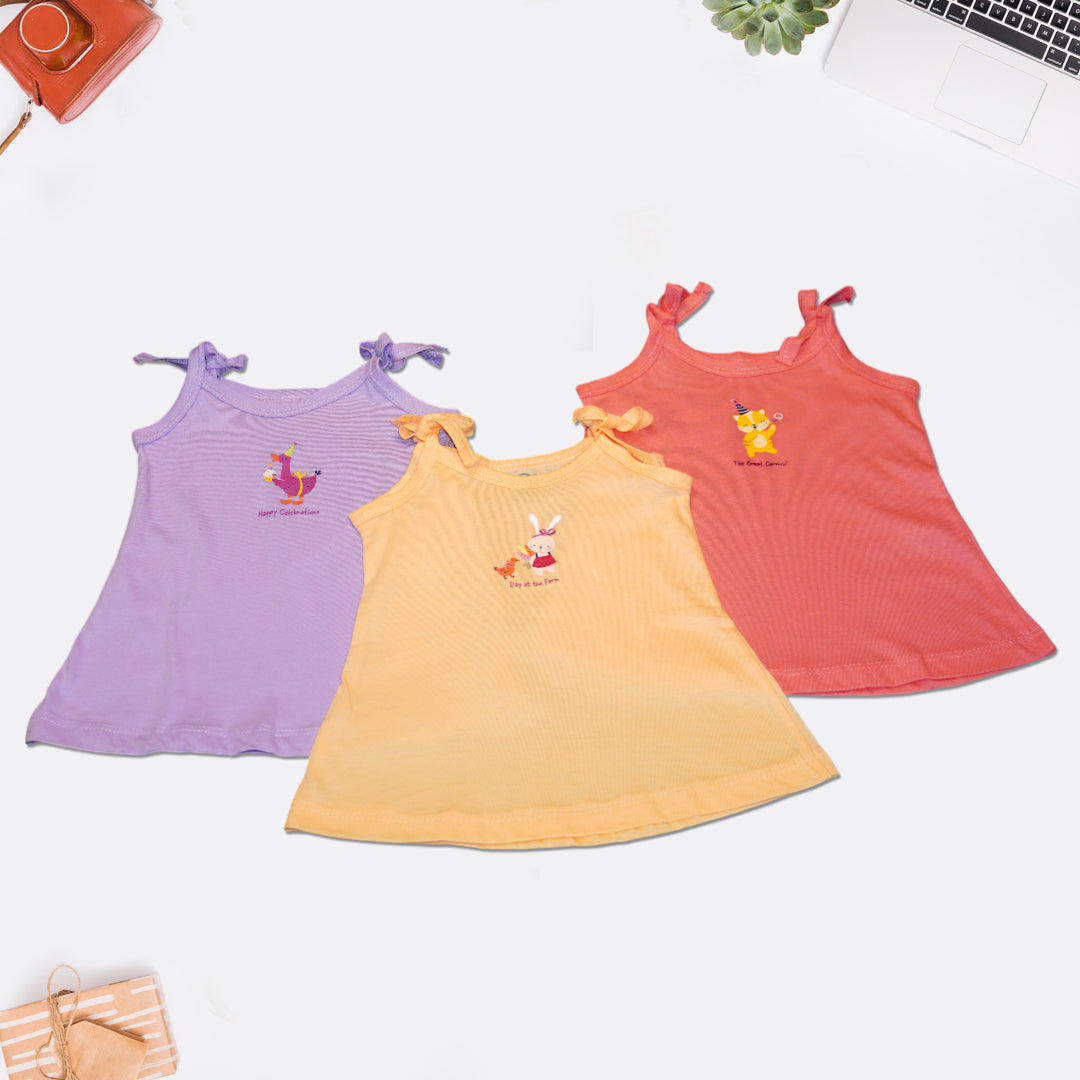 Girls Cotton Frock Set of 3– Sleeveless