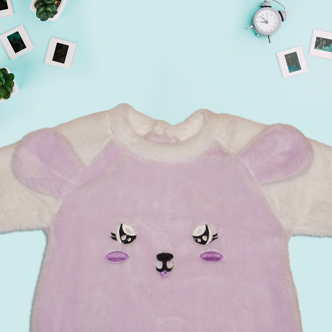 Cartoon Printed Sleepsuit - Pink and Purple