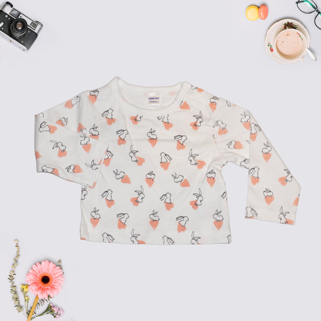 Girls Embroidered Dungaree and Printed Tee with Button Closure - Purple and Pink