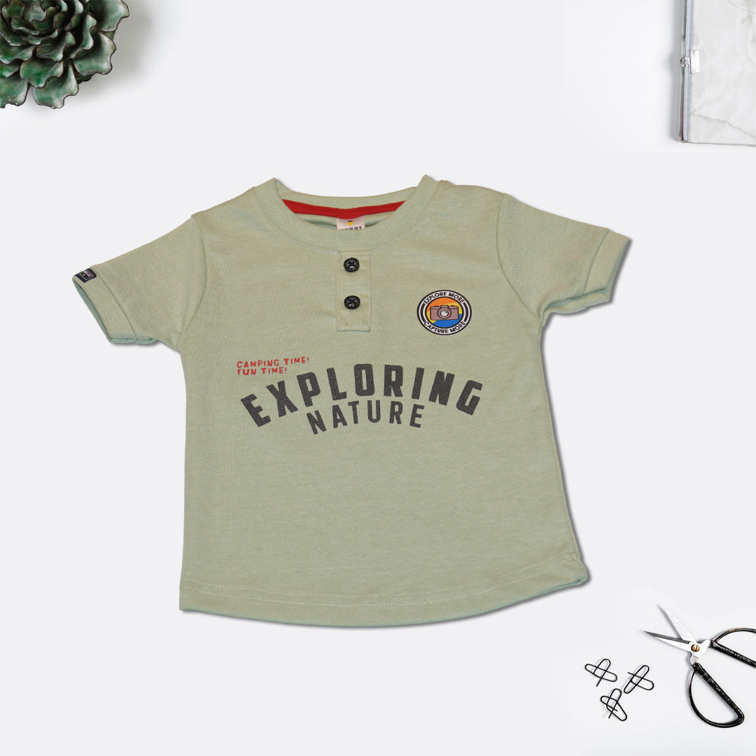 Boys Printed T-Shirt with Denim Shorts