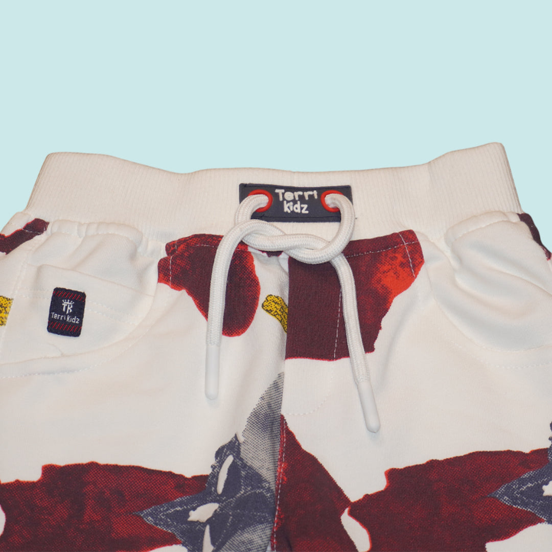 Kids Red and White Hoodie and Shorts Set