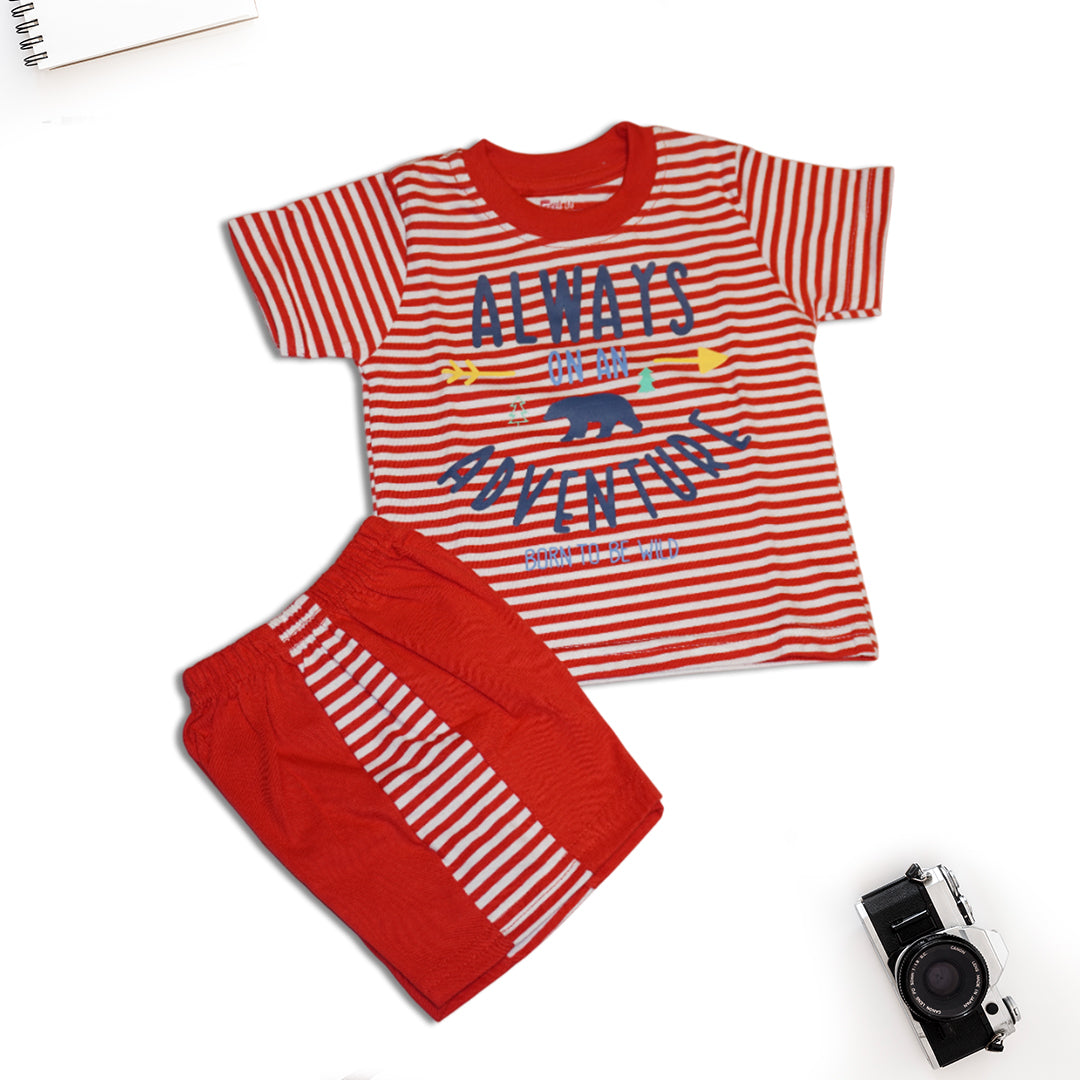 Red Striped T-Shirt with Shorts Set
