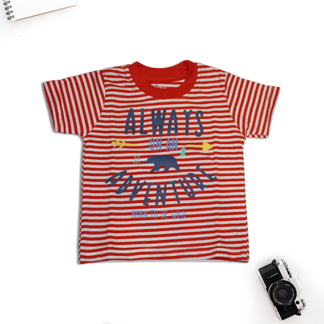 Red Striped T-Shirt with Shorts Set