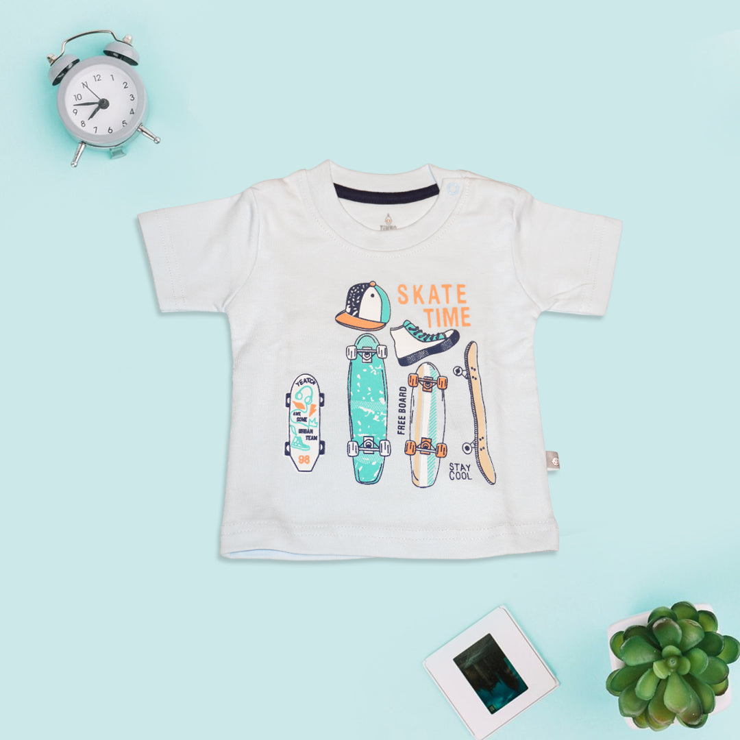 Kids Blue T-Shirt and Stirped Shorts Set