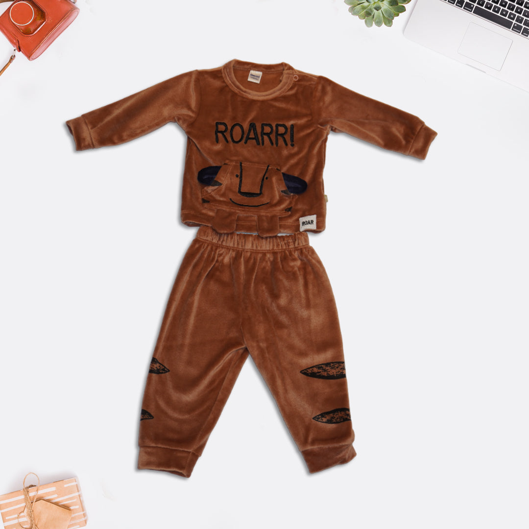 Full Sleeves Sweatshirt and Joggers for Kids - Brown