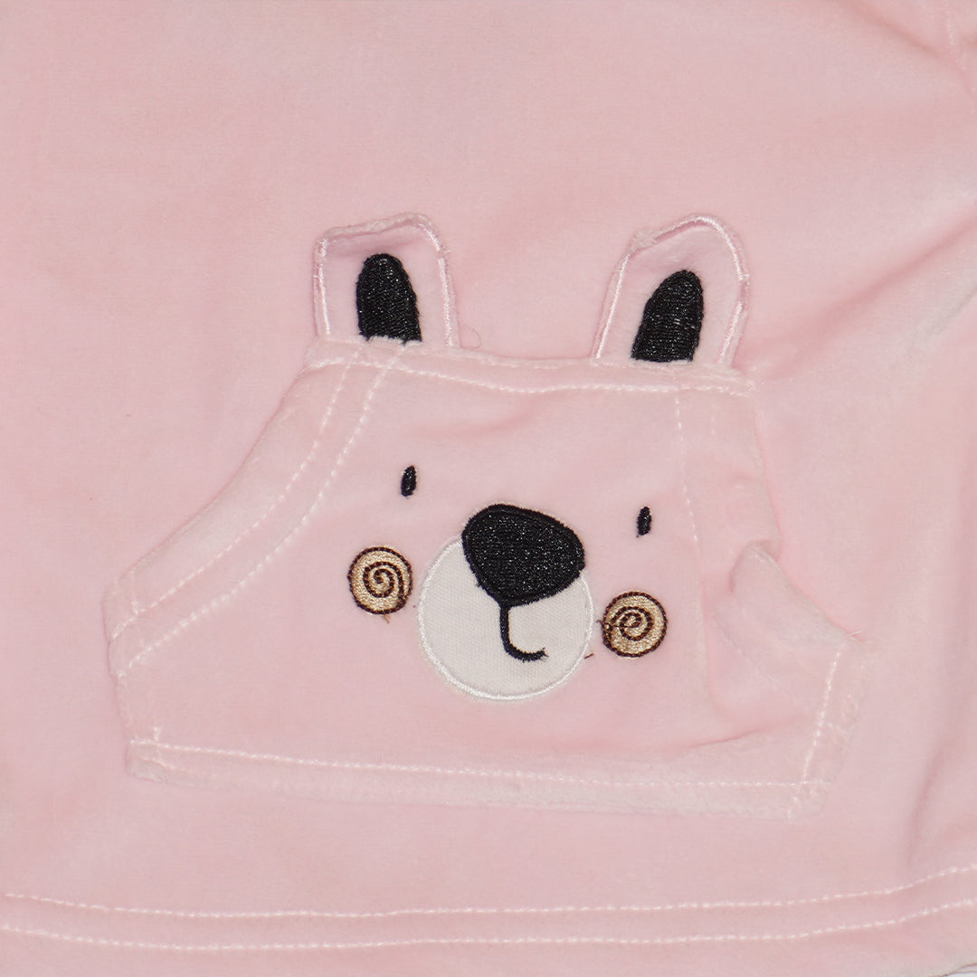 Full Sleeves Sweatshirt and Joggers with Bear Graphics - Light Pink
