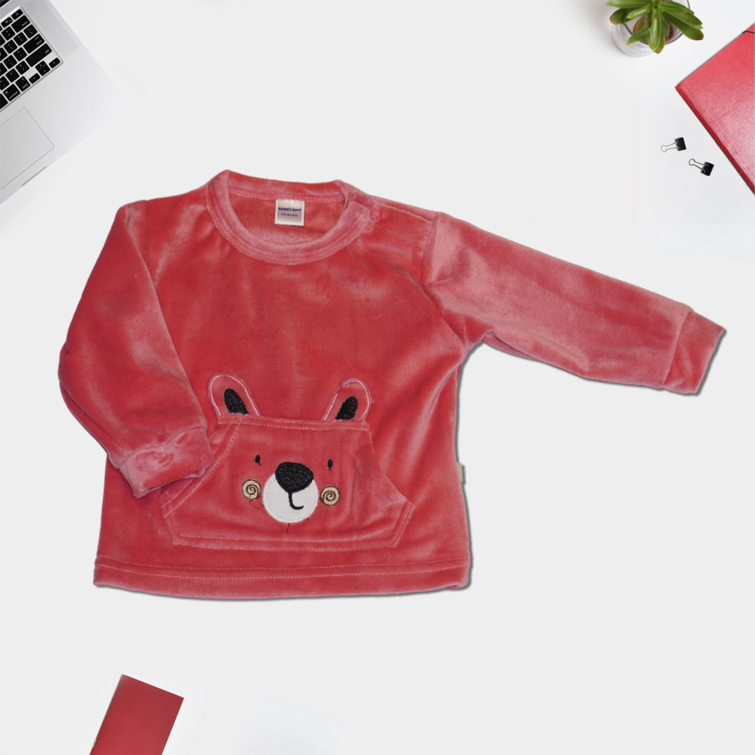 Full Sleeves Sweatshirt and Joggers with Bear Graphics - Dark Pink