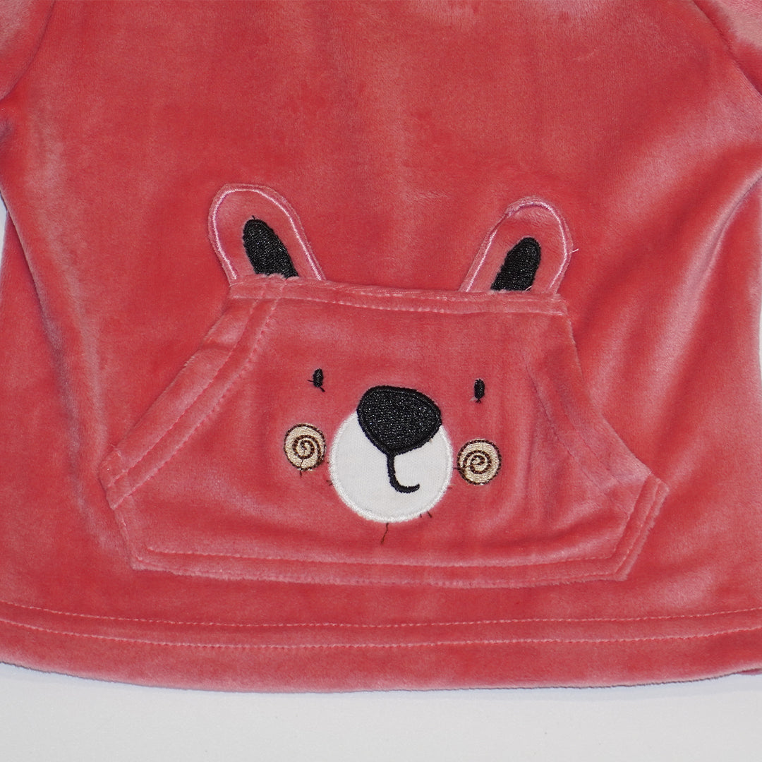 Full Sleeves Sweatshirt and Joggers with Bear Graphics - Dark Pink