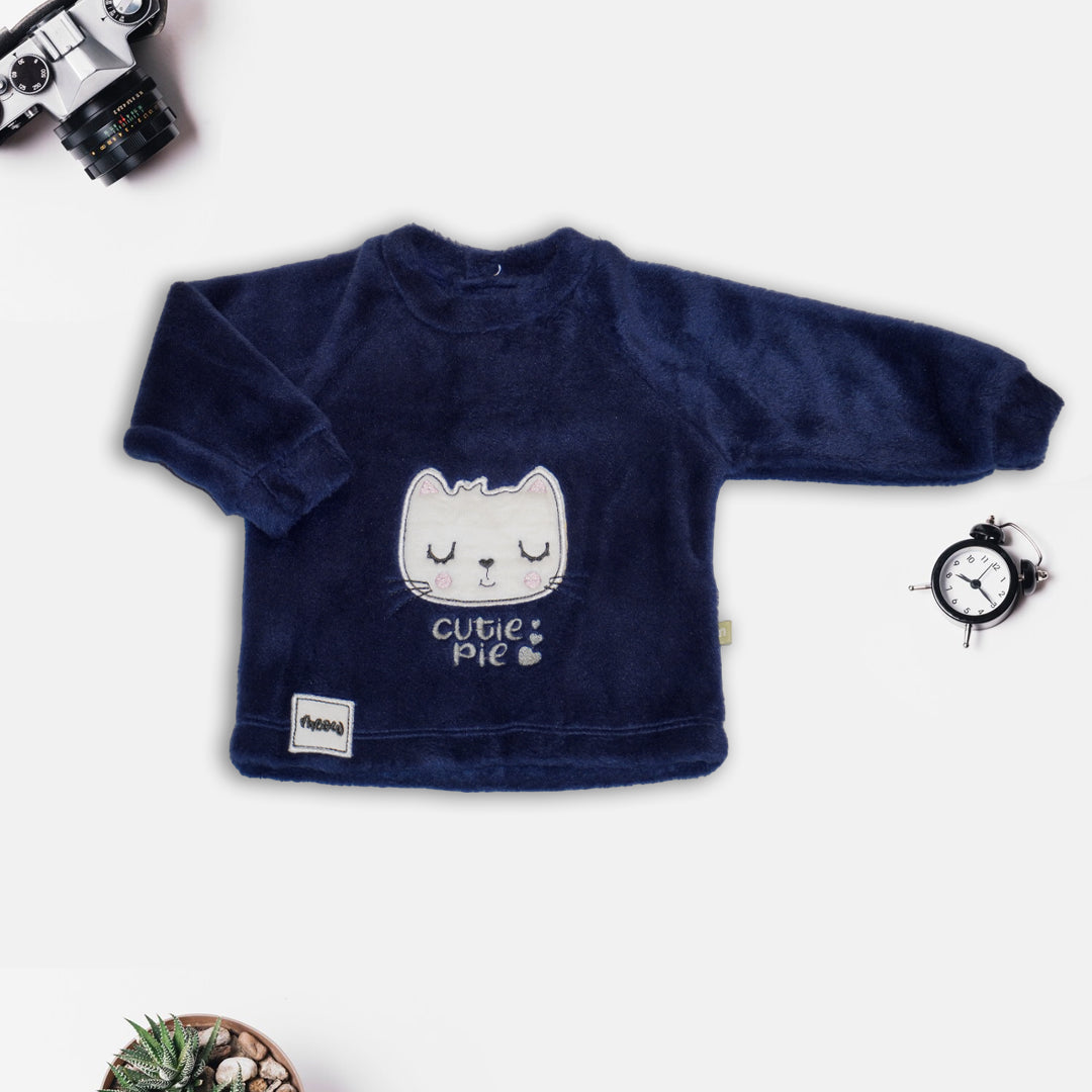 Full Sleeves Sweatshirt and Joggers with Bear Graphics - Navy Blue