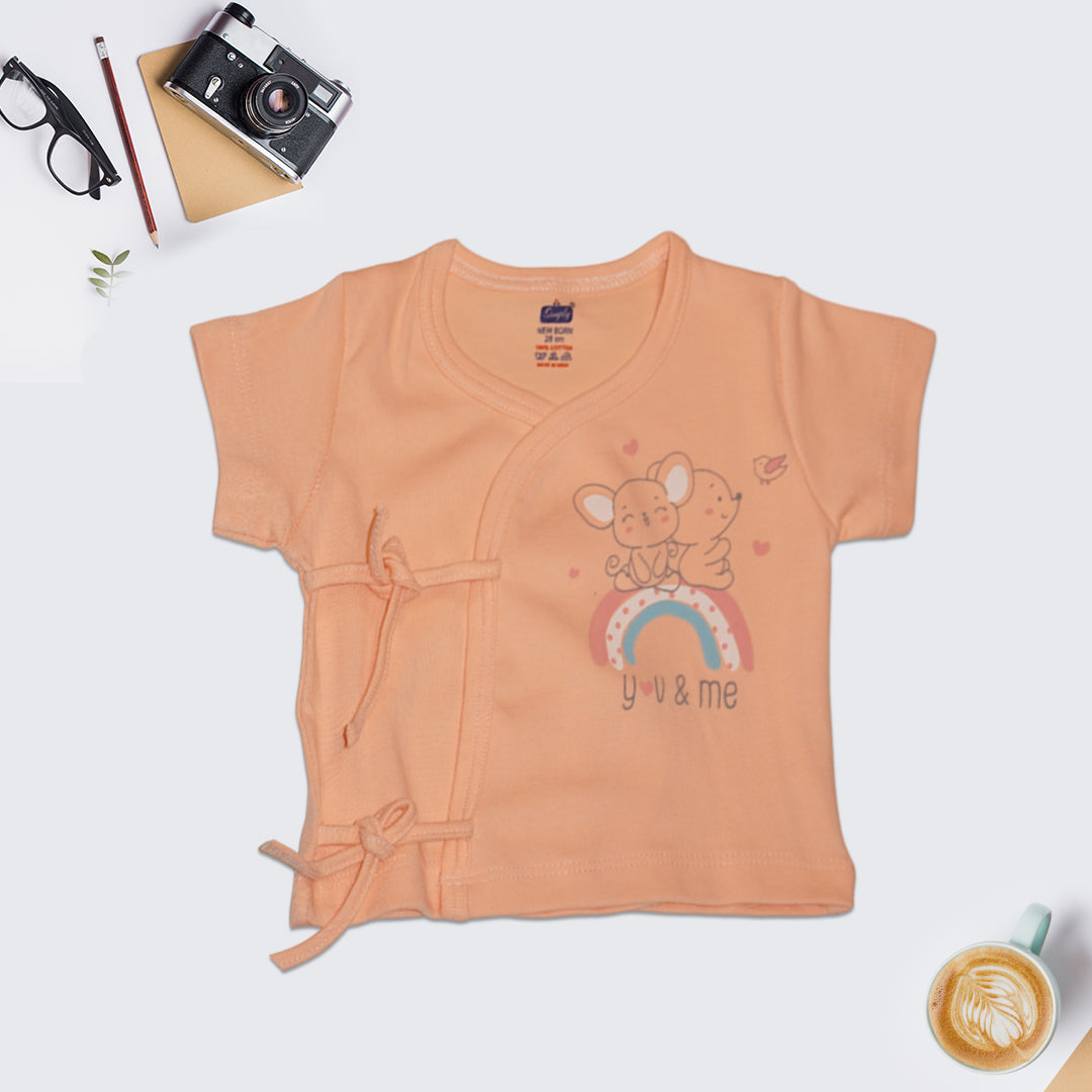 Set of 3 Front Tie-Up Wrap Shirts with Cute Prints (100% Soft Cotton)