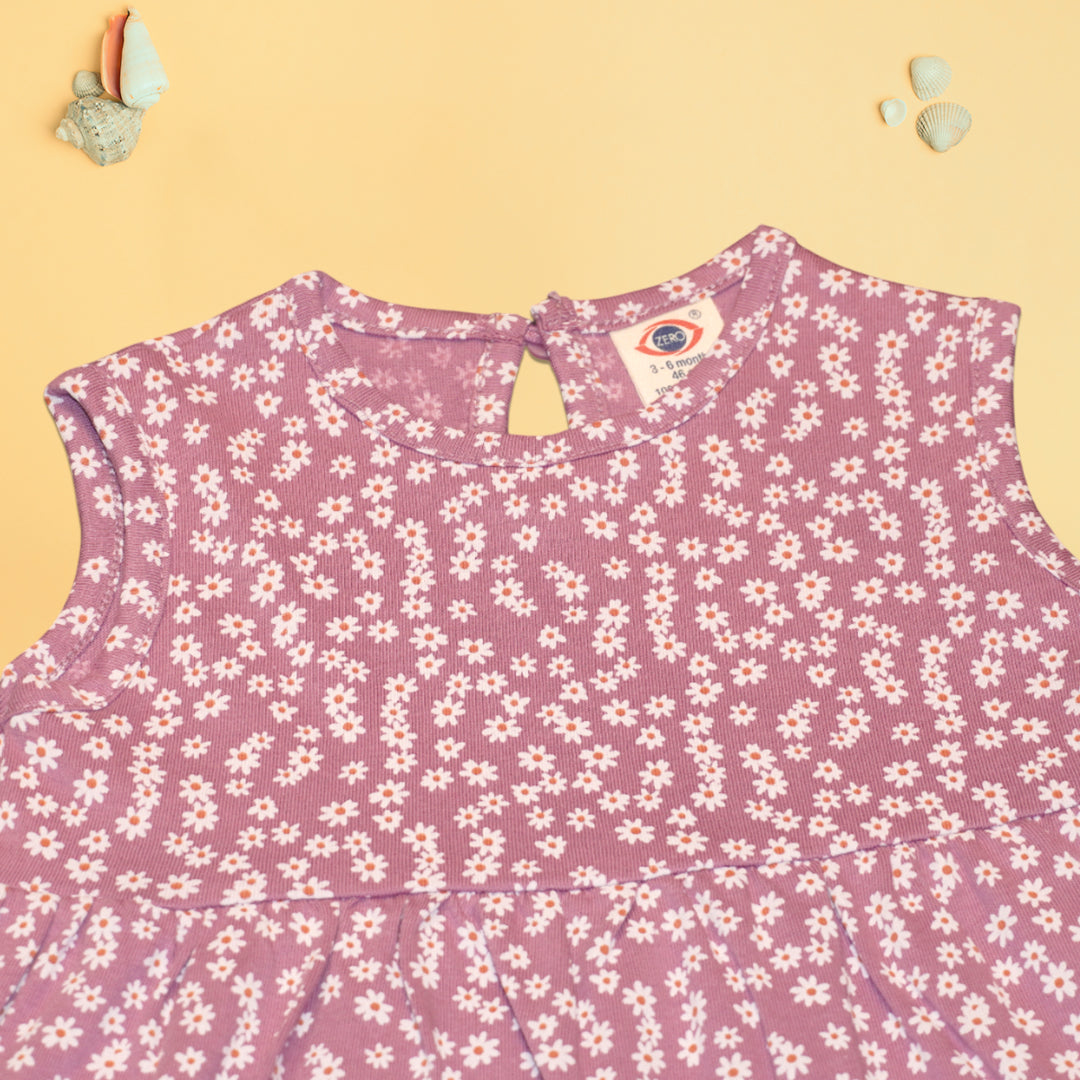 Baby Girl Sleeveless Floral Frock - Pink