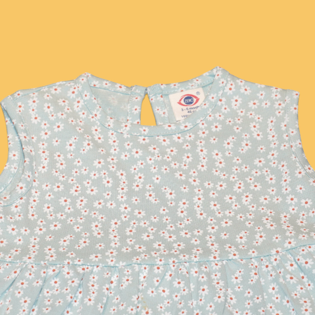 Baby Girls’ Sleeveless Floral Frock – Soft Cotton