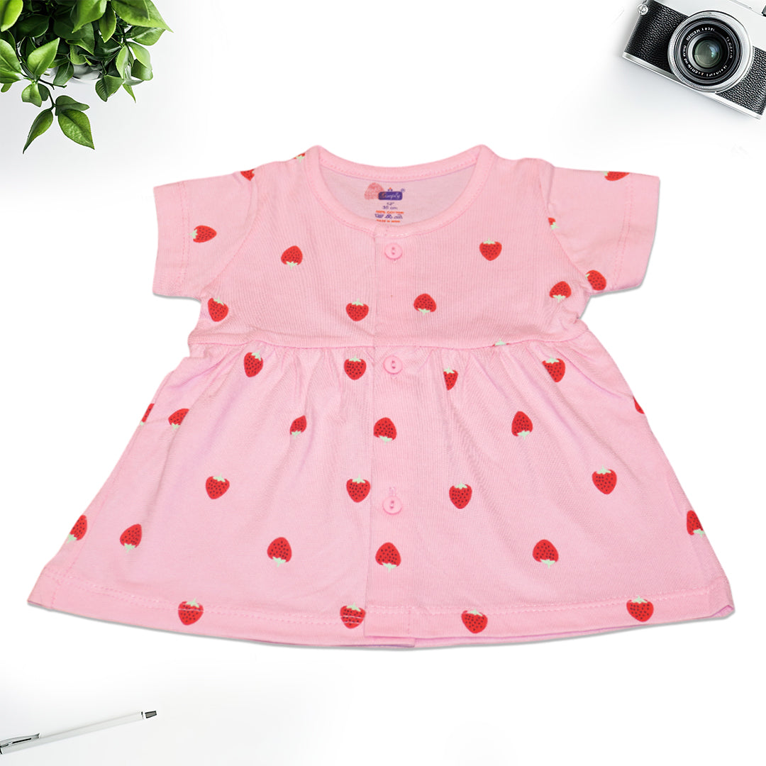 Baby Girl Frock Set – Pack of 3 | Front Open | Fruity Print | Cotton