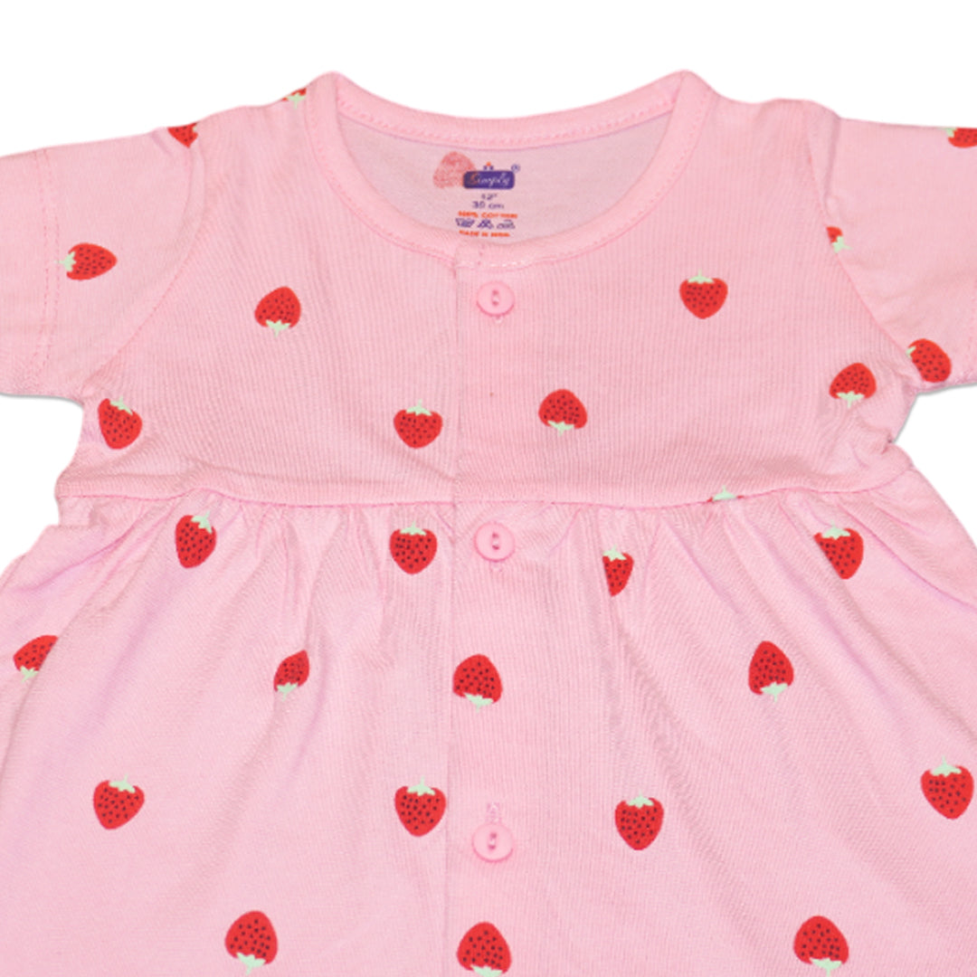 Baby Girl Frock Set – Pack of 3 | Front Open | Fruity Print | Cotton