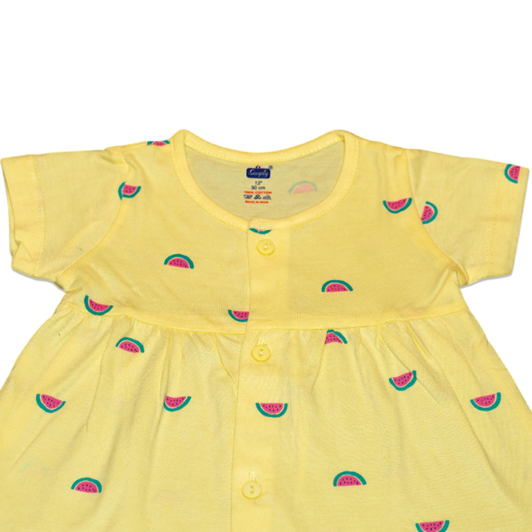 Baby Girl Frock Set – Pack of 3 | Front Open | Fruity Print | Cotton