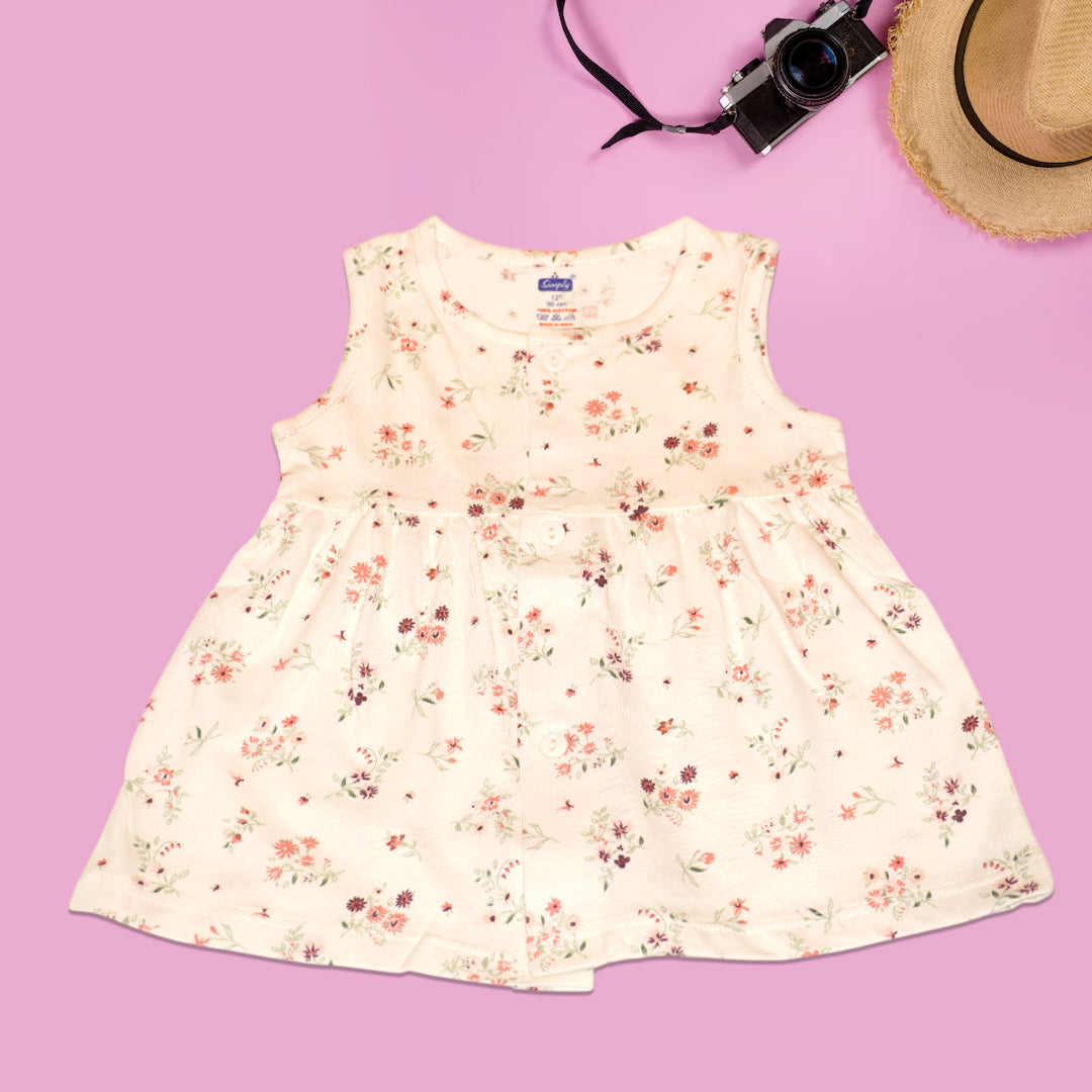 Floral Baby Frock Set – Pack of 3 | Soft Cotton | Sleeveless | Elegant Prints