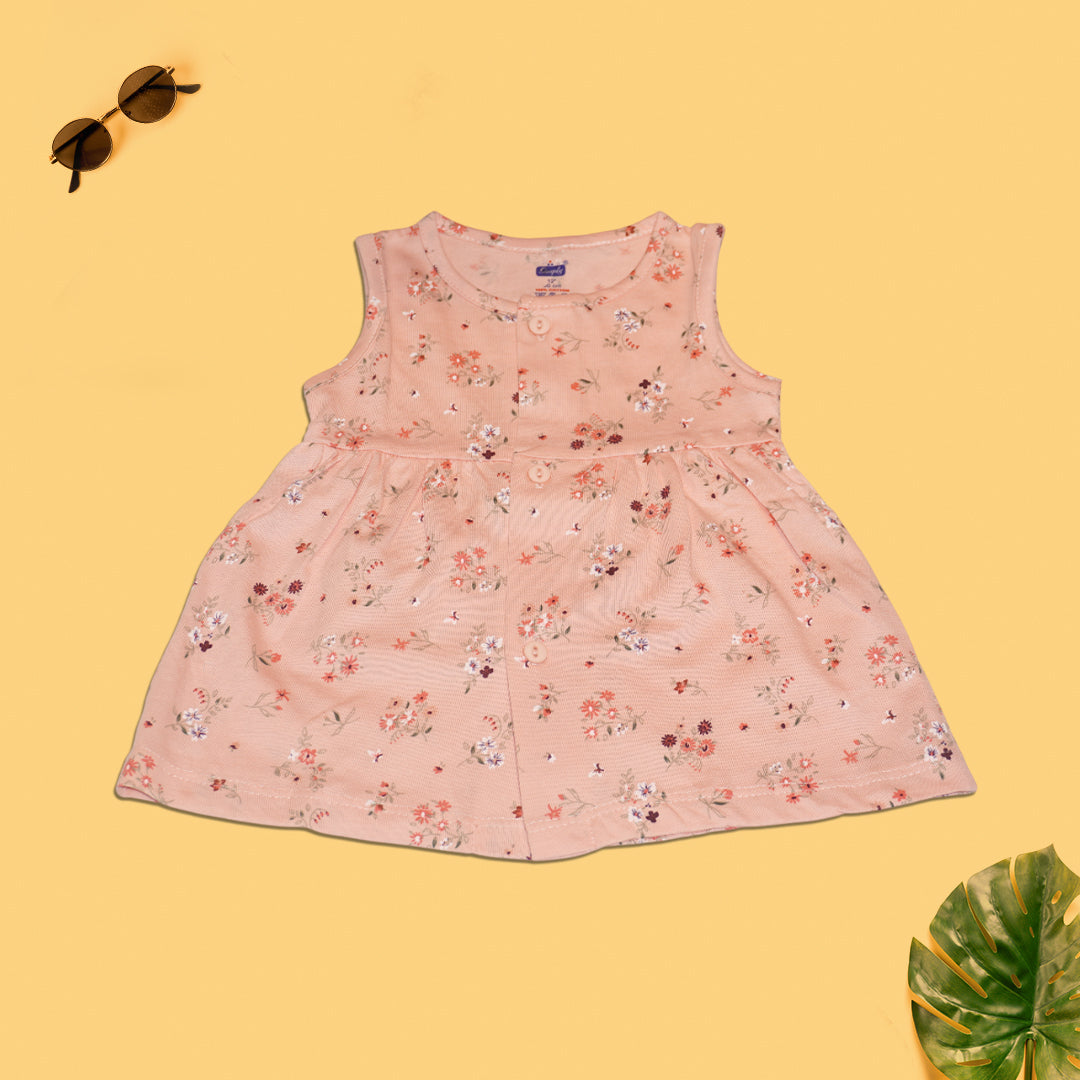 Floral Baby Frock Set – Pack of 3 | Soft Cotton | Sleeveless | Elegant Prints