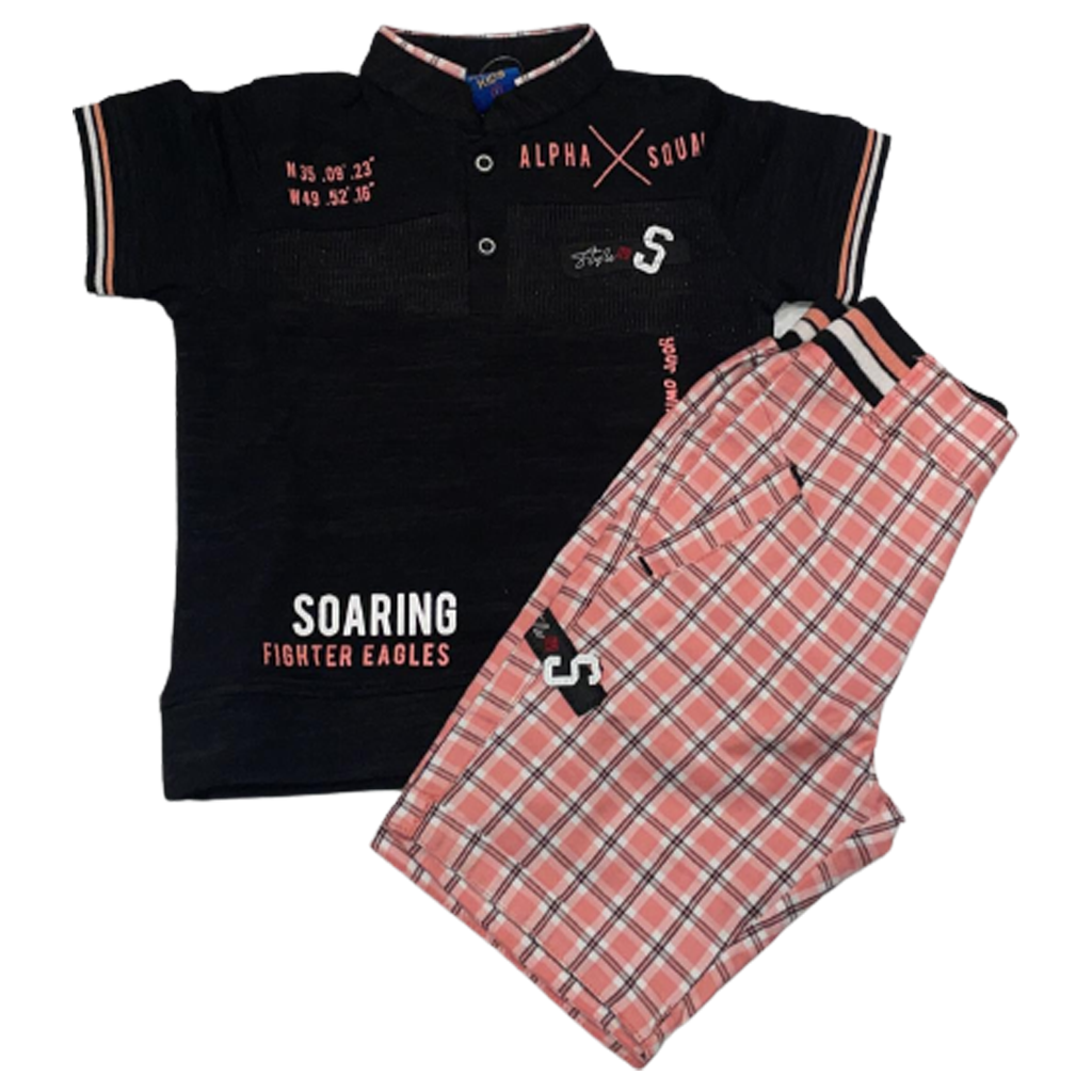 Kids Casual Set (Black & Pink)