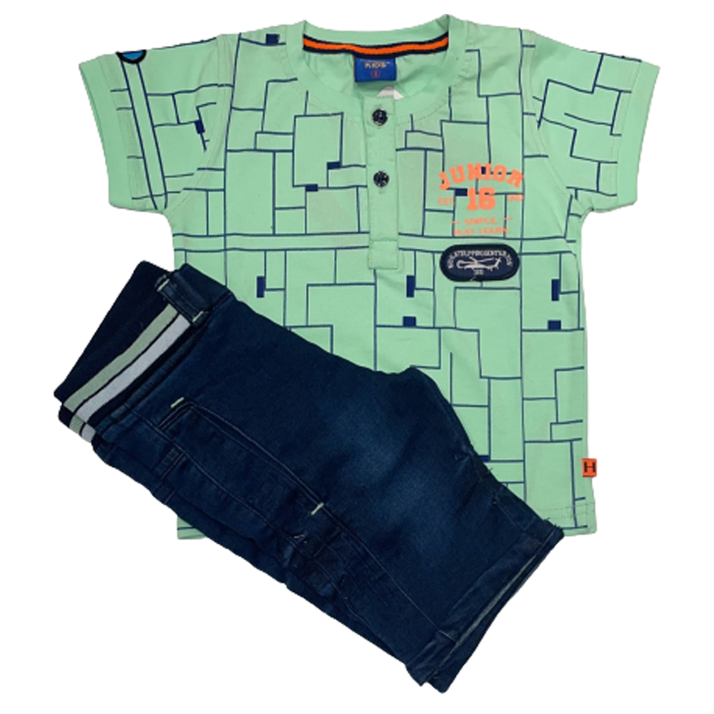 Kids Casual Set(Green & Denim)