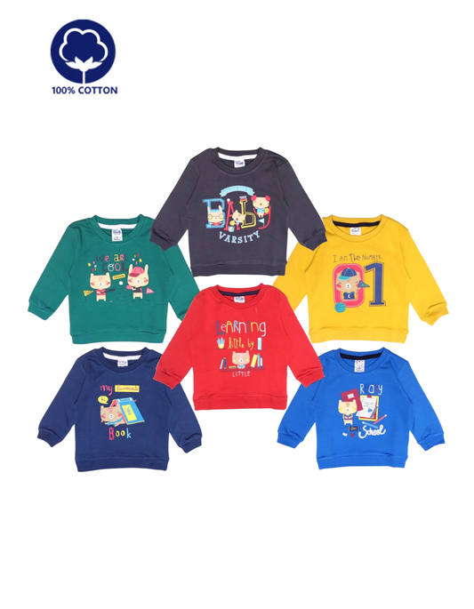 Kids’ 100% Cotton Full Sleeve Printed T-Shirt- SIngle Piece