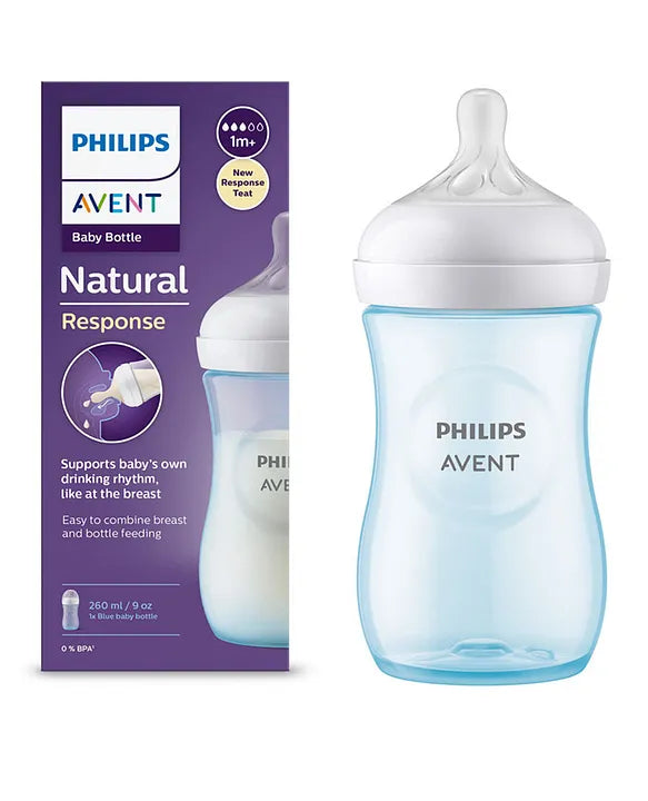 Avent Philips Natural Baby Feeding Bottle | No.1 Brand Recommended by Moms Worldwide | Ideal for 1 months+| Natural Response Technology Mimics Breastfeeding | Uniquely Designed Nipple releases milk only when baby drinks | Pack of 1 - 260ml