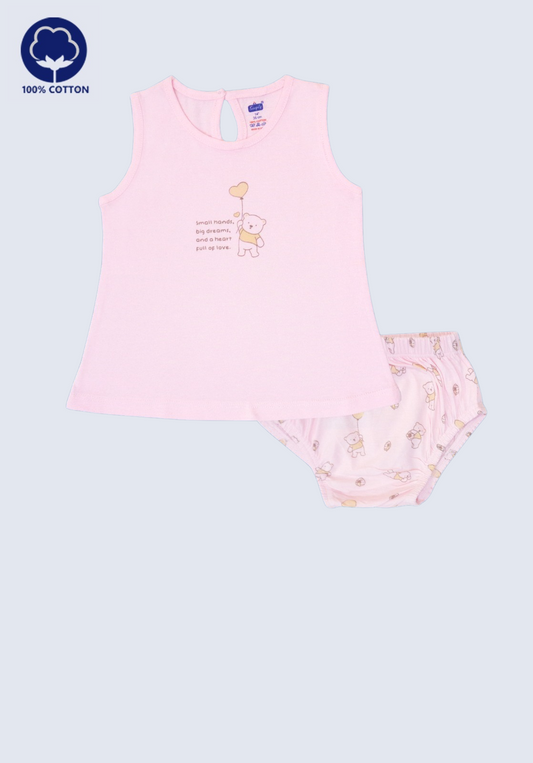Sleeveless Cotton Knit Dress with Matching Bloomers