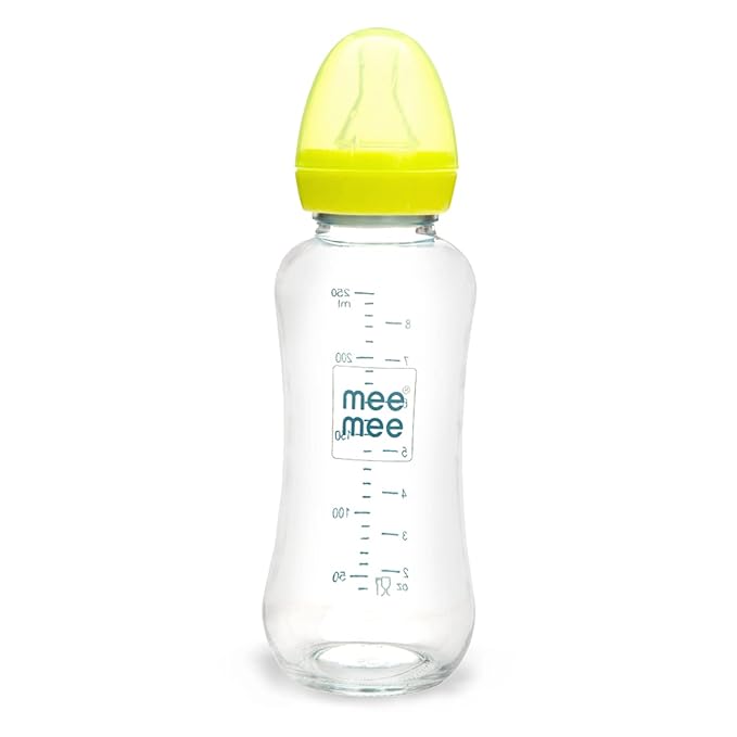 Mee Mee Premium Glass Feeding Bottle (240 ml, Green)