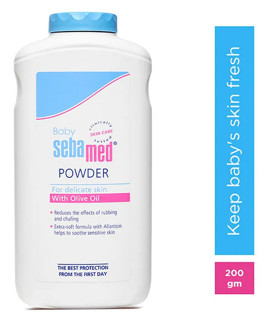 Sebamed Baby Powder| Olive Oil, Allantoin|Keeps newborn's skin fresh|absorbs sweat 200gm