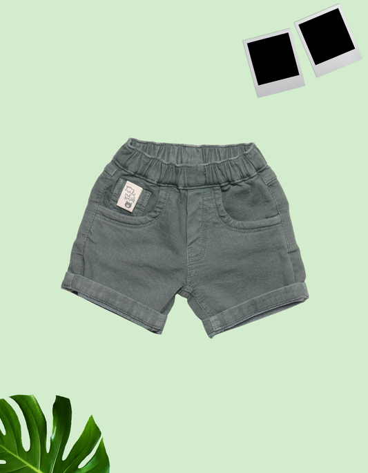 Kids Sage Green Elastic Waist Knit Shorts