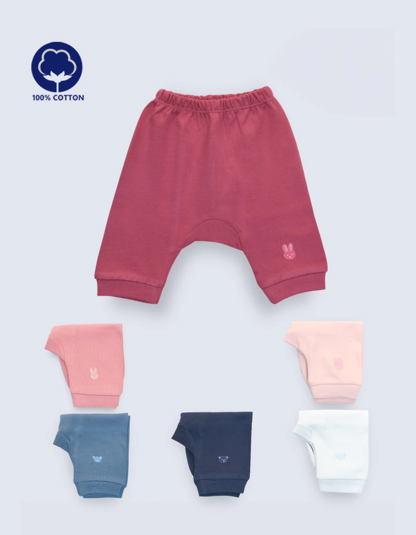 Simply 100% Cotton Interlock Diaper Leggings Pack of 3
