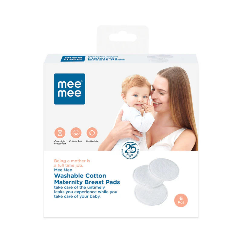 Mee Mee Reusable Cotton Maternity Breast Pads for Feeding Mothers 6 Pcs