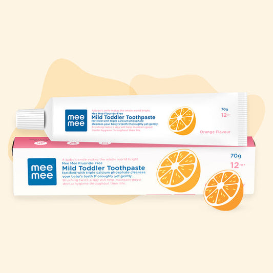 Mee Mee Fluoride-Free Mild Toddler Toothpaste with Triple Calcium (Orange Flavour, 70gms)