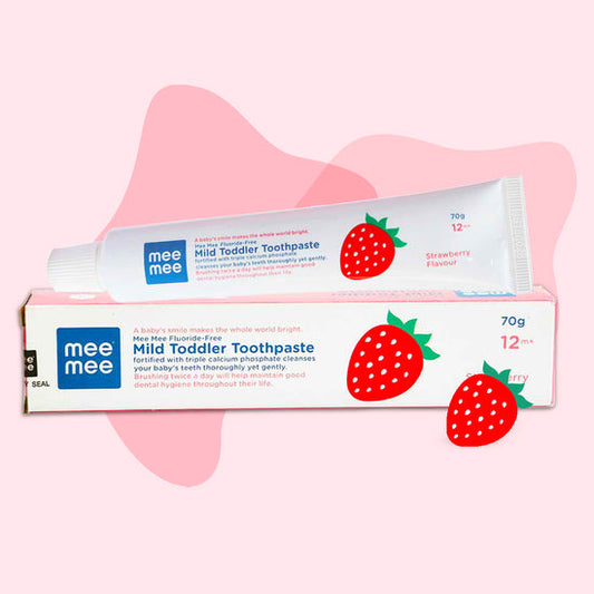 Mee Mee Fluoride-Free Mild Toddler Toothpaste with Triple Calcium (Strawberry Flavour, 70gms)