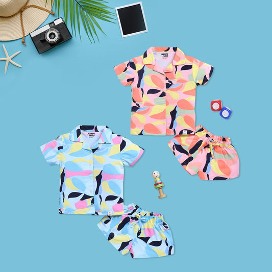 Color Pop Cuban Collar Kids Co-ord Set