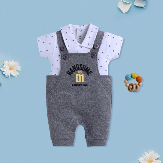 Handsome Grey Baby Dungaree Romper