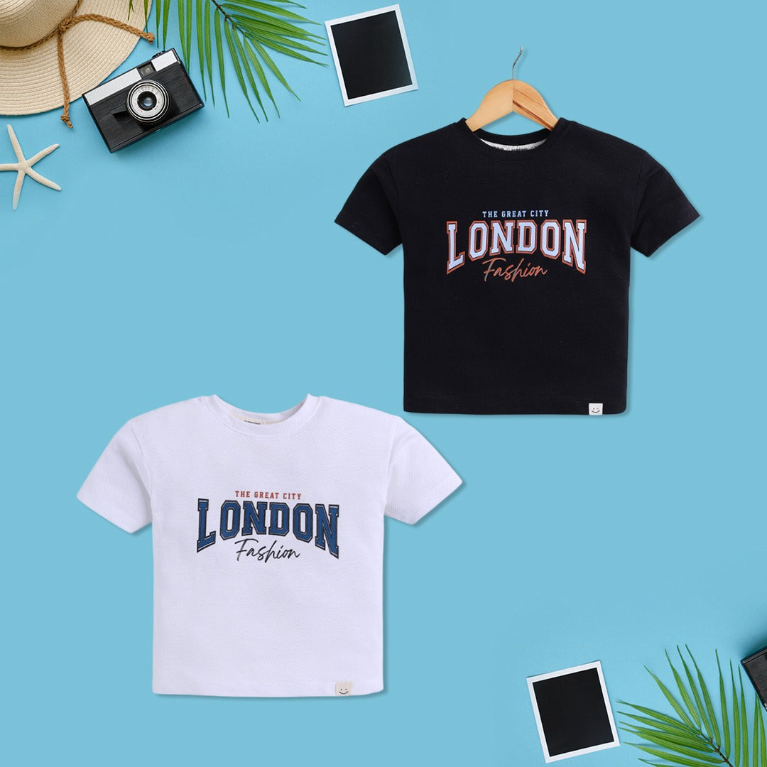 London Print Oversized Kids T-Shirt (Black & White)