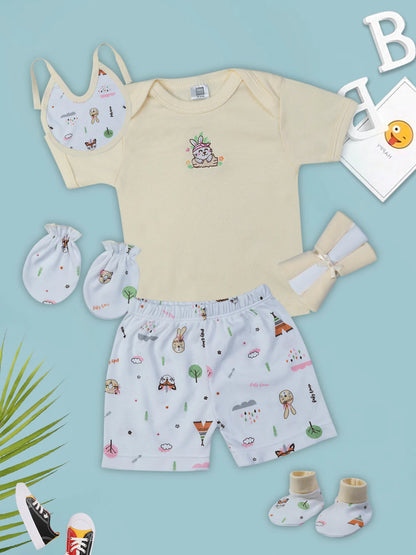 Mee Mee Cotton Soft 8-Piece Gift Hamper for Newborns – Baby Boy or Girl (Cream)