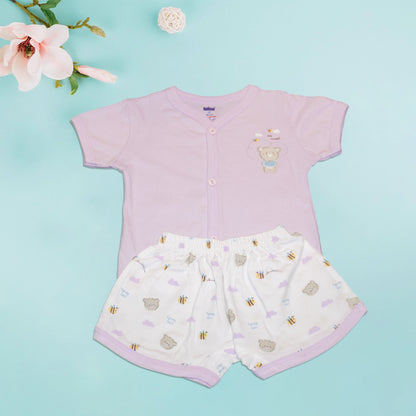 Bear Print Shirt & White Printed Shorts