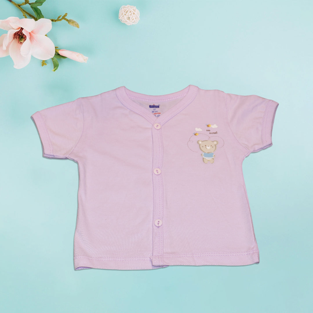 Bear Print Shirt & White Printed Shorts