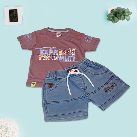 Boys Printed Casual T-Shirt and Denim Shorts
