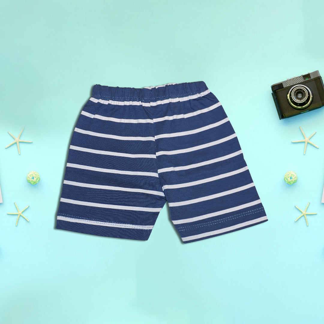 Kids Orange T-Shirt and Striped Blue Shorts Set